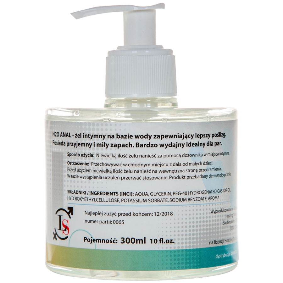 Love Stim H2O Anal Gel 300 ml - Lubrykant analny na bazie wody