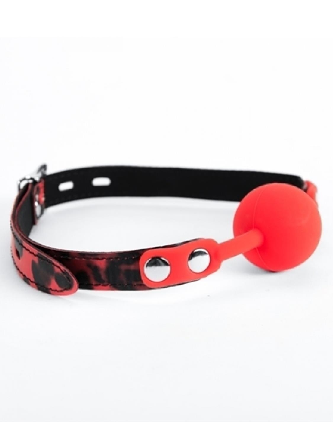 ARGUS Red Silicone Ball Gag Leopard - Knebel z kulką