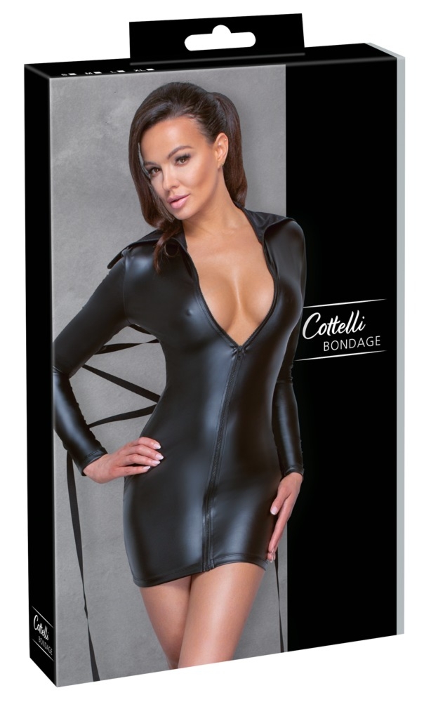 Cotelli dress black - Sukienka BDSM z wiązaniami do krępowania, Czarny Wariant/Rozmiar: XL