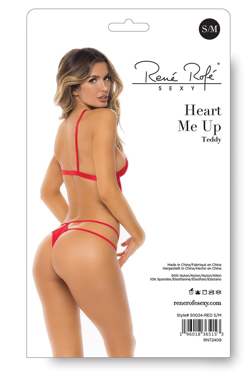 Rene Rofe Heart me up - Koronkowe body, czerwone Wariant/Rozmiar: S/M