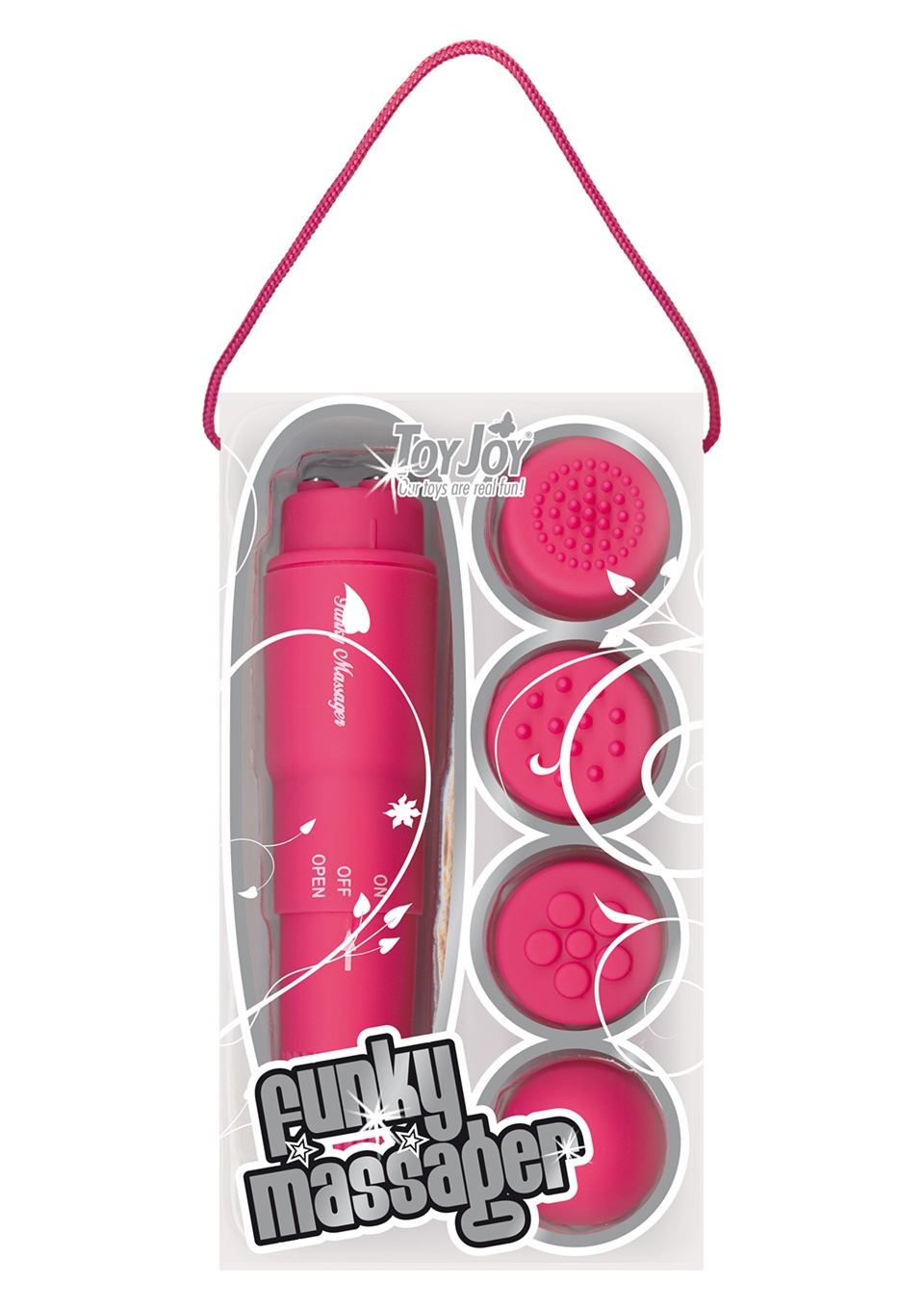 ToyJoy Funky Massager Pink - Wibrator łechtaczkowy z różnymi końcówkami, różowy