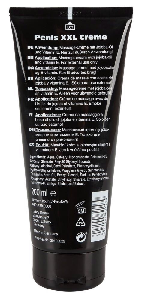Penis XXL CReme 200 Ml - Krem powiększający penisa