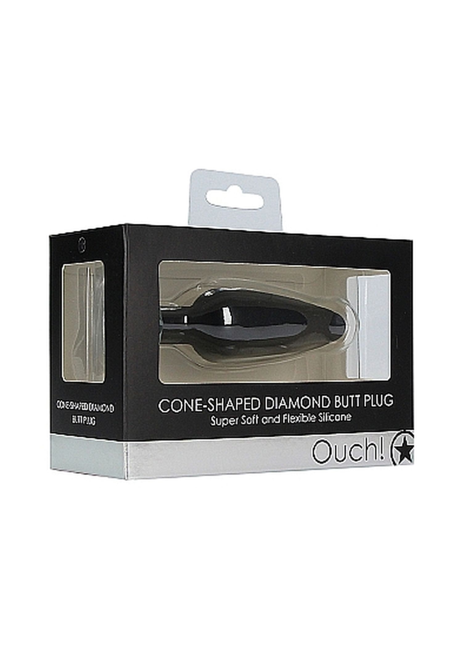 Ouch! Cone Shaped Diamond Butt Plug Black - Korek analny z diamentem