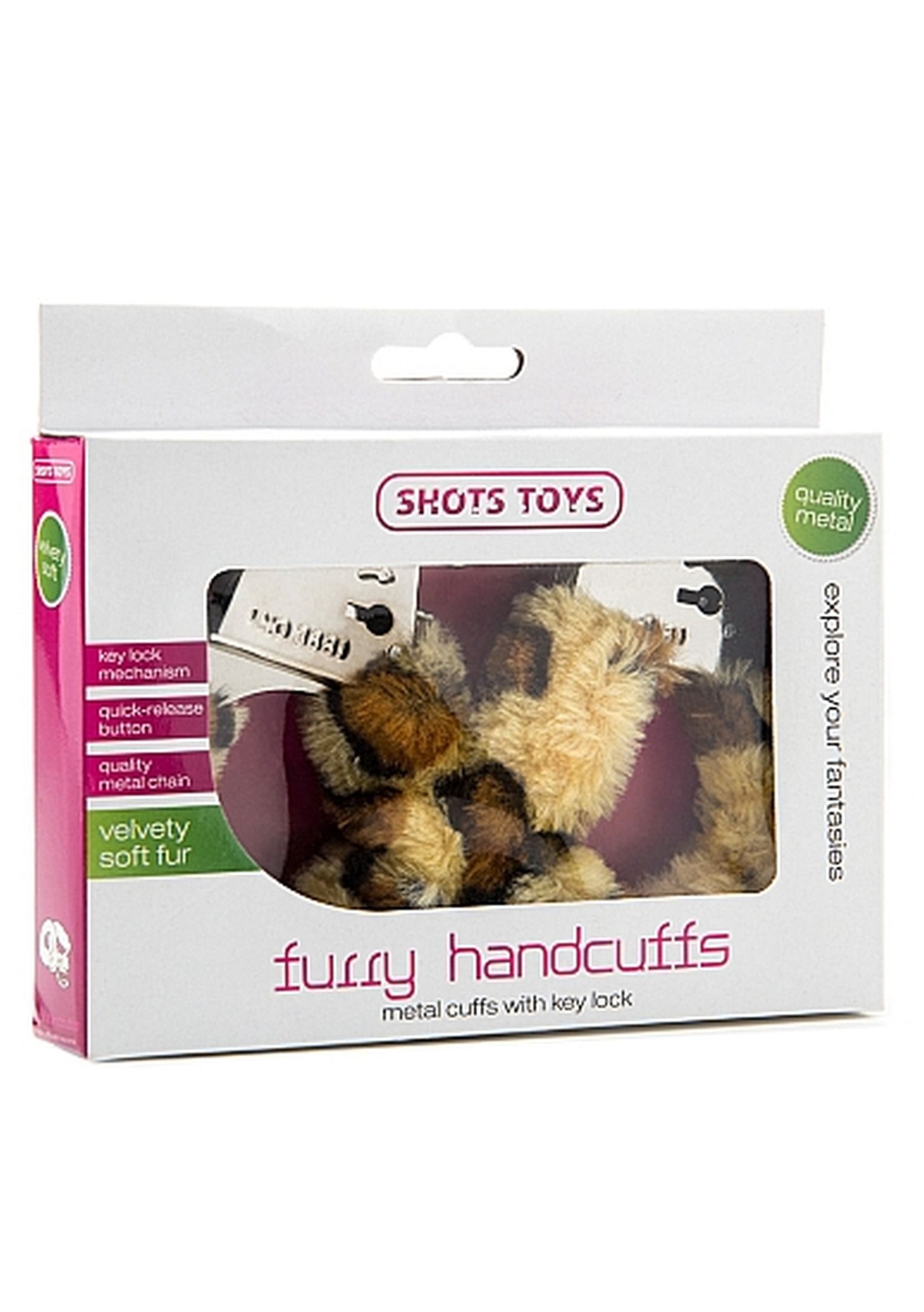 ShotsToys Furry Handcuffs Cheetah - Kajdanki z futerkiem centkowane