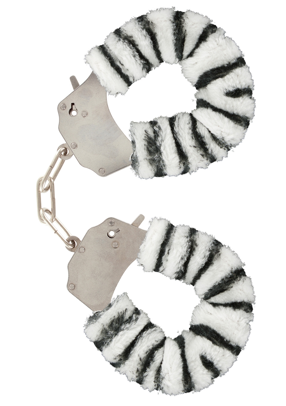 ToyJoy Furry Fun Cuffs Zebra Plush - Kajdanki z futerkiem, Biało-Czarne