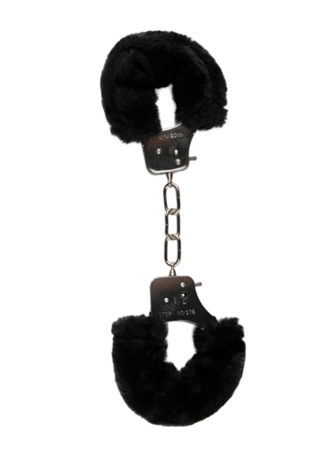 Easy Toys Furry Handcuffs Black - Kajdanki z futerkiem, czarne