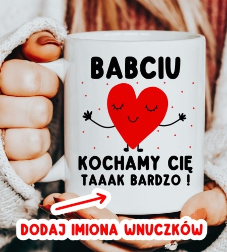 Personalizowany kubek dla babci 330 ml z imionami wnuczków
