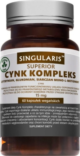 Cynk kompleks cytrynian, glukonian, siarczan mono L-metioniny 60 kapsułek