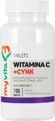 Witamina C + Cynk Bioflawonoidy cytrusowe ekstrakt z dzikiej róży Silver 100 tabletek