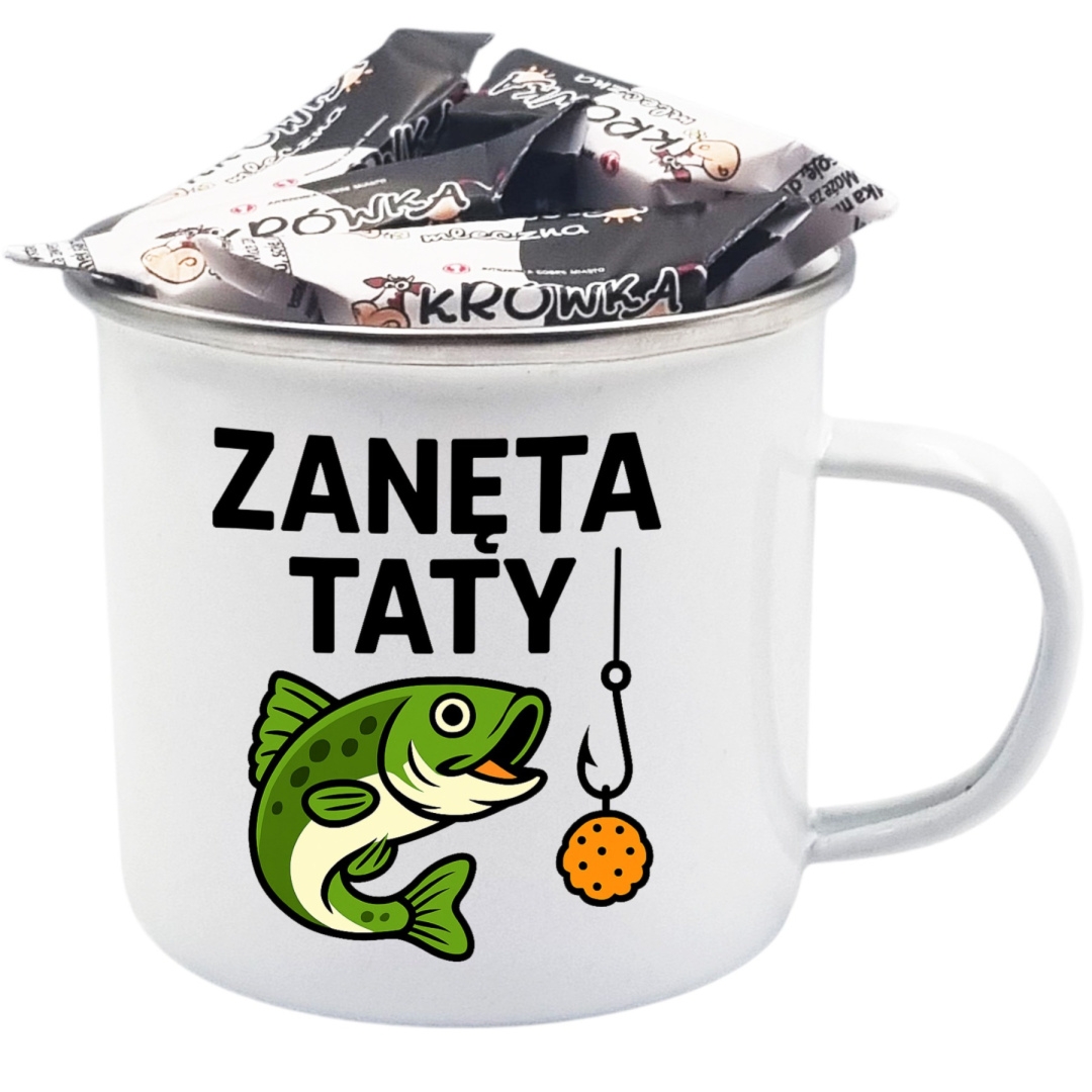 Kubek Metalowy dla Taty Wędkarza - Prezent na Dzień Ojca Święta Urodziny Emaliowany