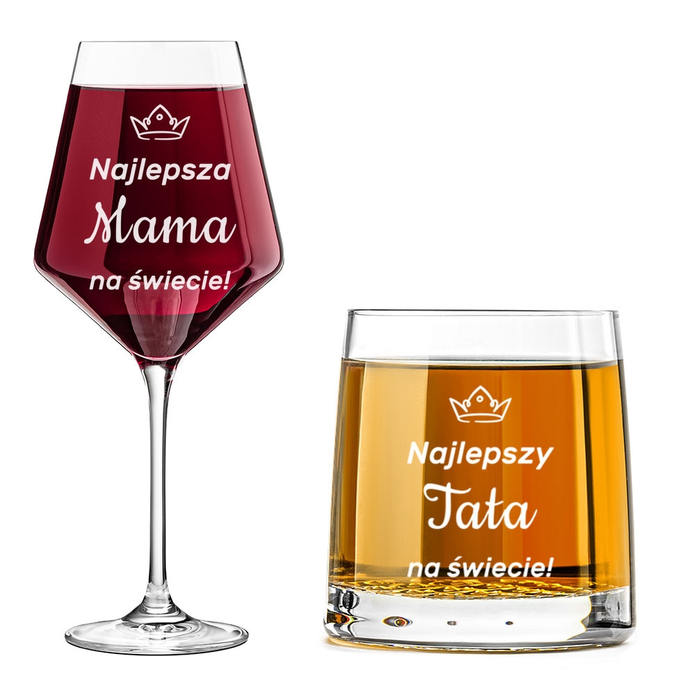Zestaw prezent dla Rodziców na Święta Rocznicę Ślub - kieliszek + szklanka