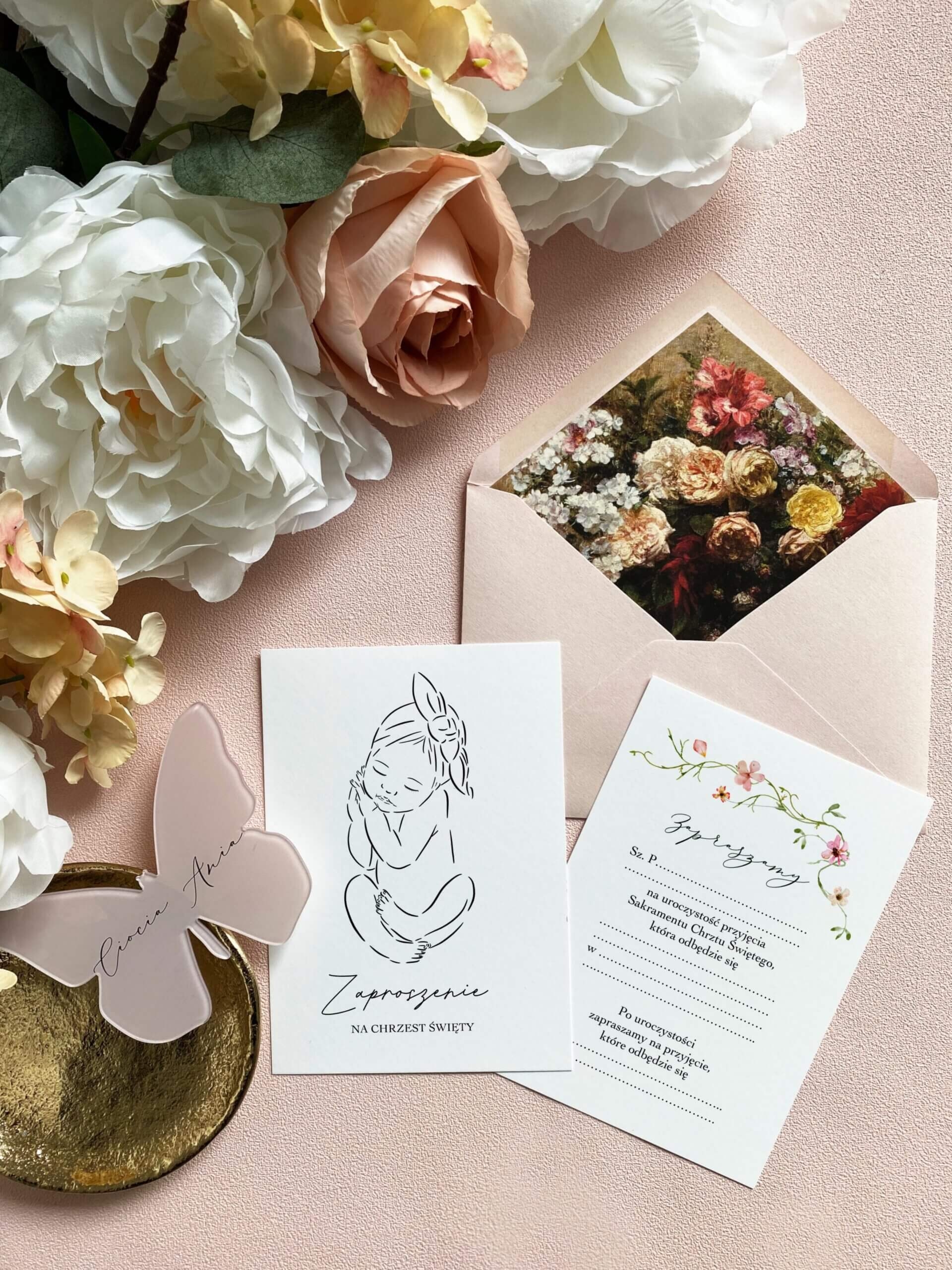 Zaproszenia dla dziewczynki na Chrzest - (do samodzielnego wypisania, 10 sztuk)