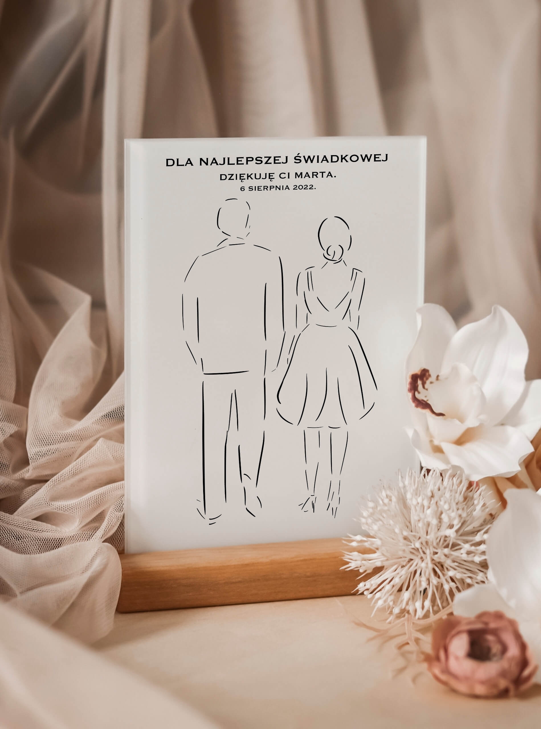 Personalizowana statuetka na szkle akrylowym - podziękowanie dla świadkowej/druhny