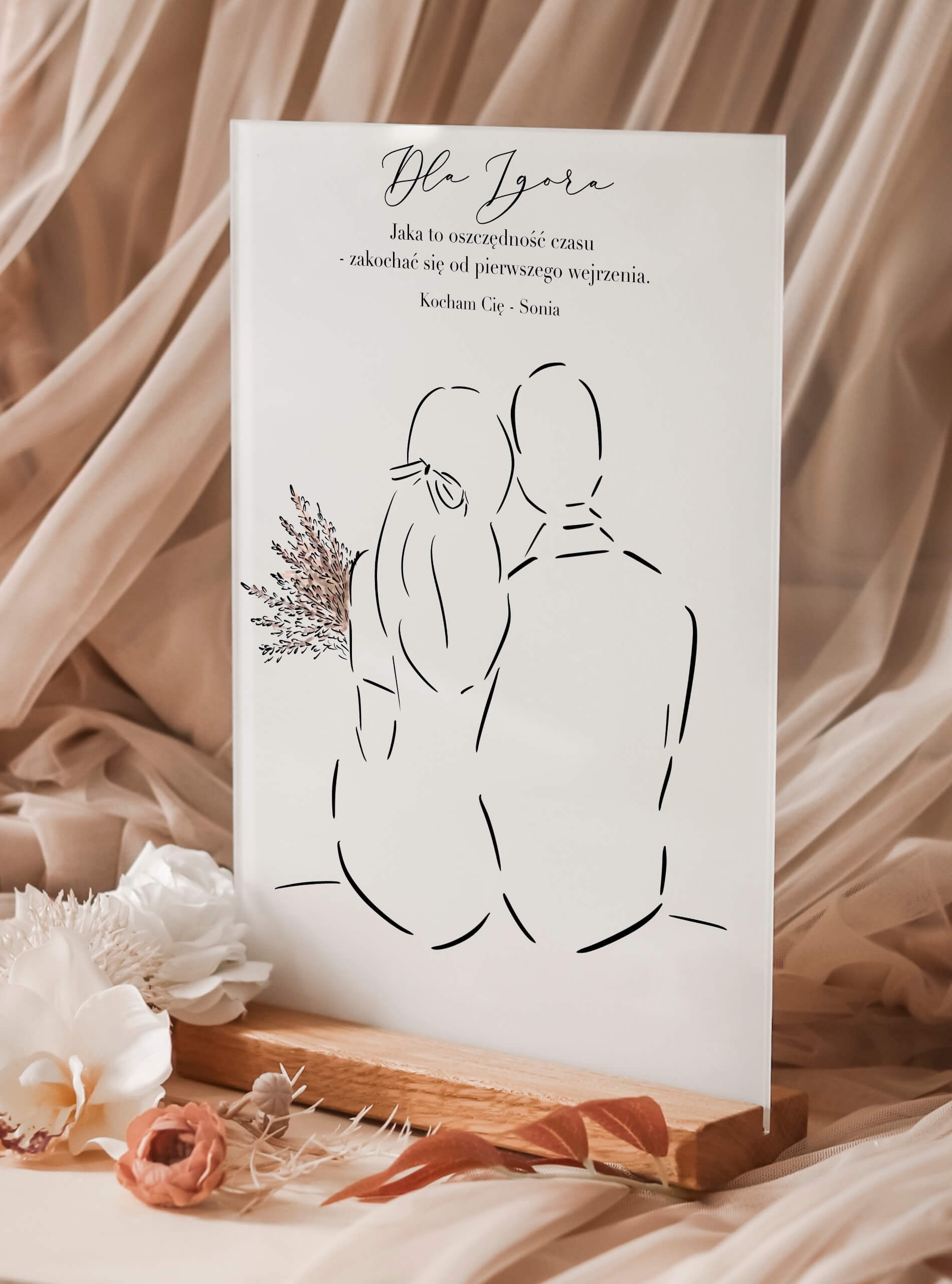 Personalizowana statuetka na szkle akrylowym - najpiękniejszy prezent na Dzień Chłopaka 13x18cm