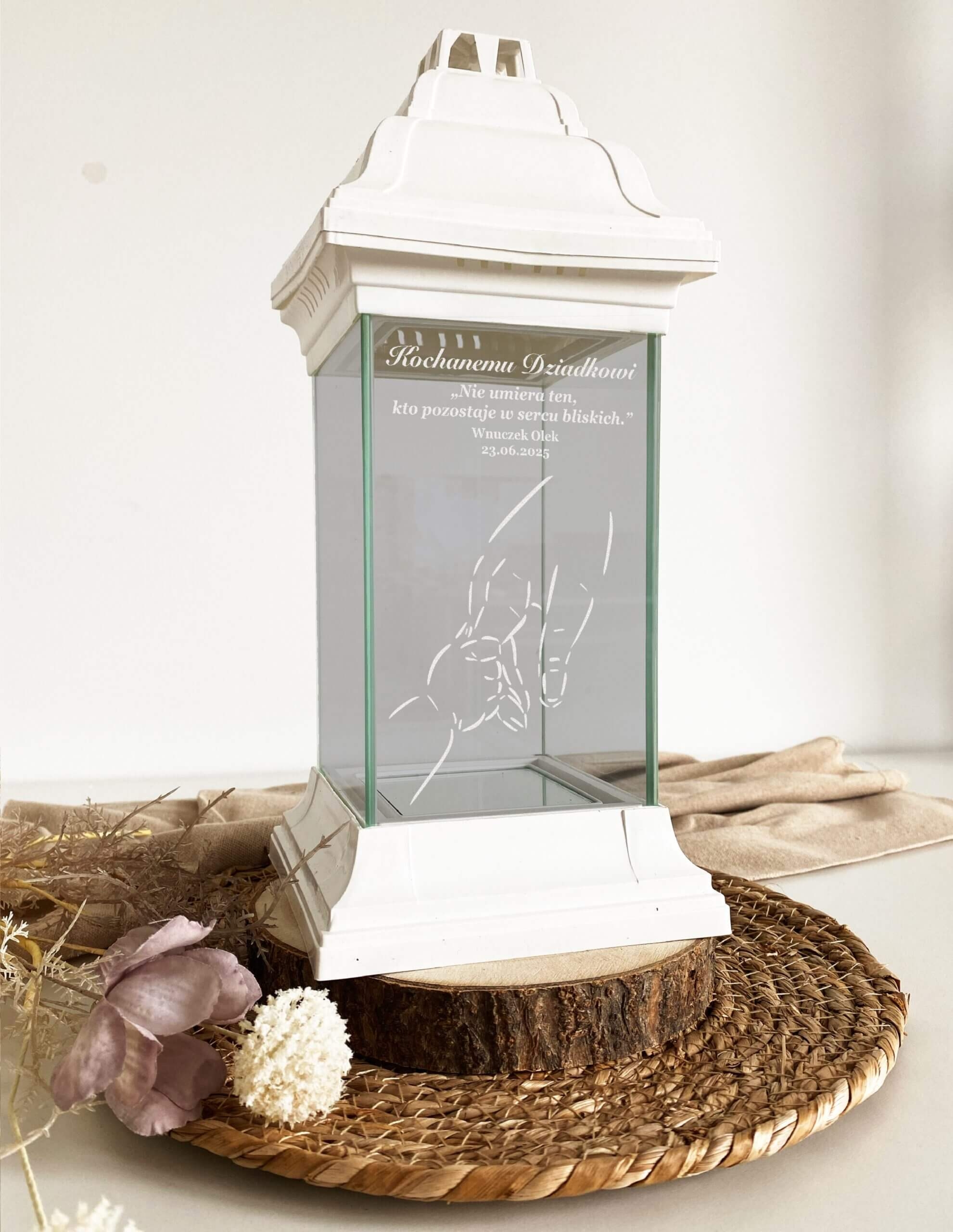 Personalizowany znicz dla Dziadka na Dzień Dziadka od wnuków DZIADEK + 1 DZIECKO