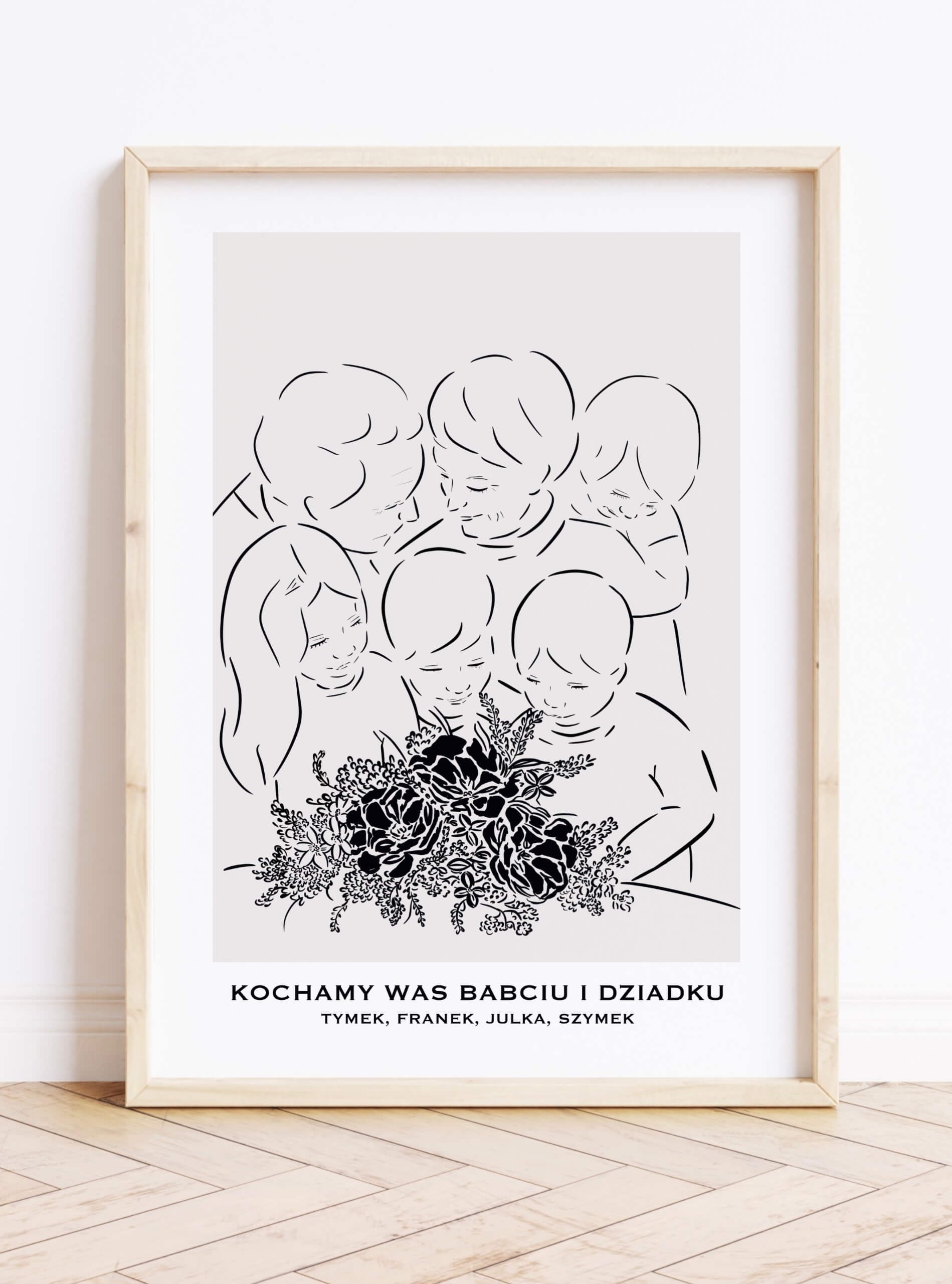 Prezent na Dzień Babci i Dziadka z 4 wnucząt (kreator płci i wieku dzieci) A4