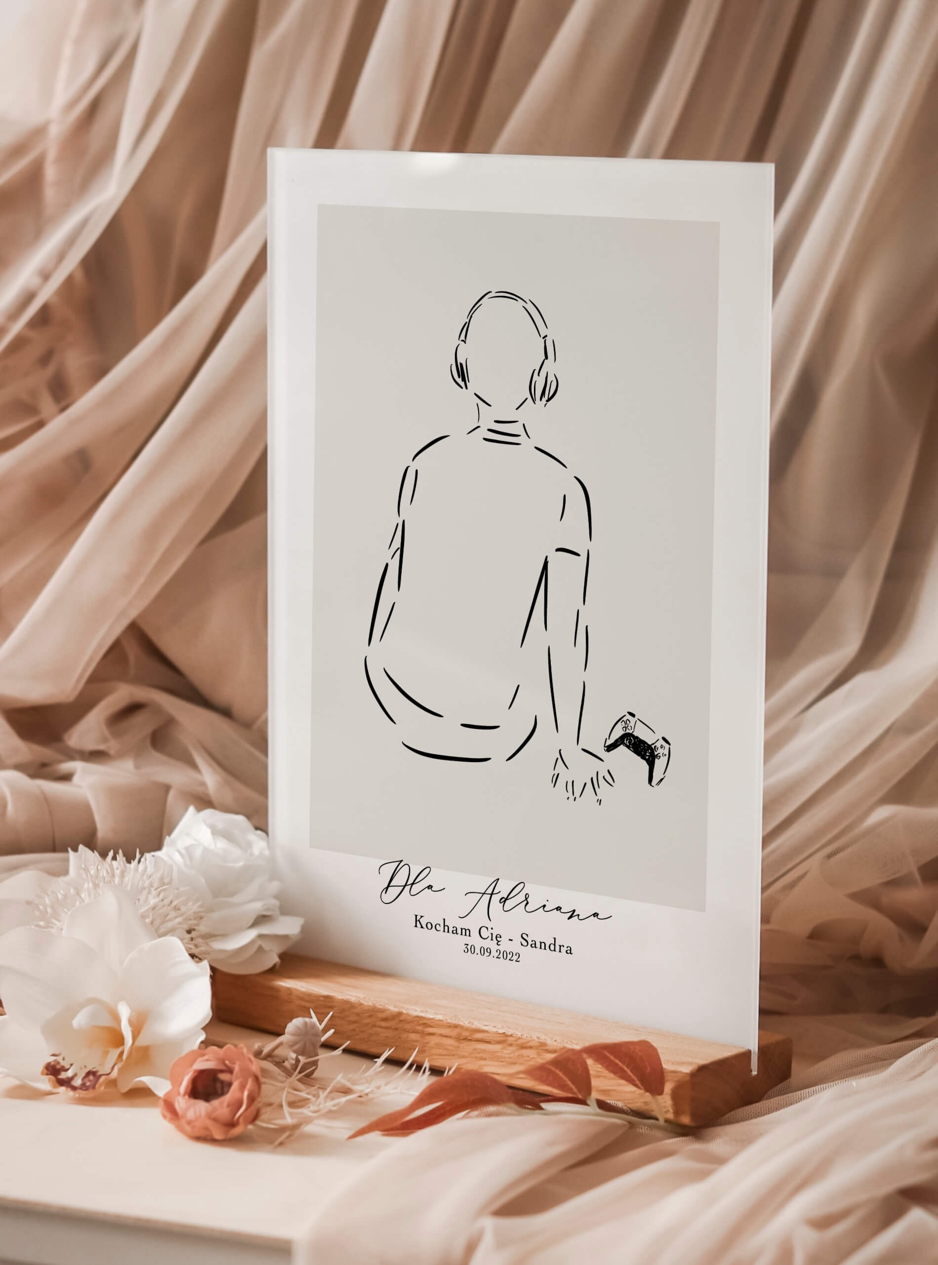 Personalizowana statuetka na szkle akrylowym - oryginalny prezent na Dzień Chłopaka - gracza PlayStation