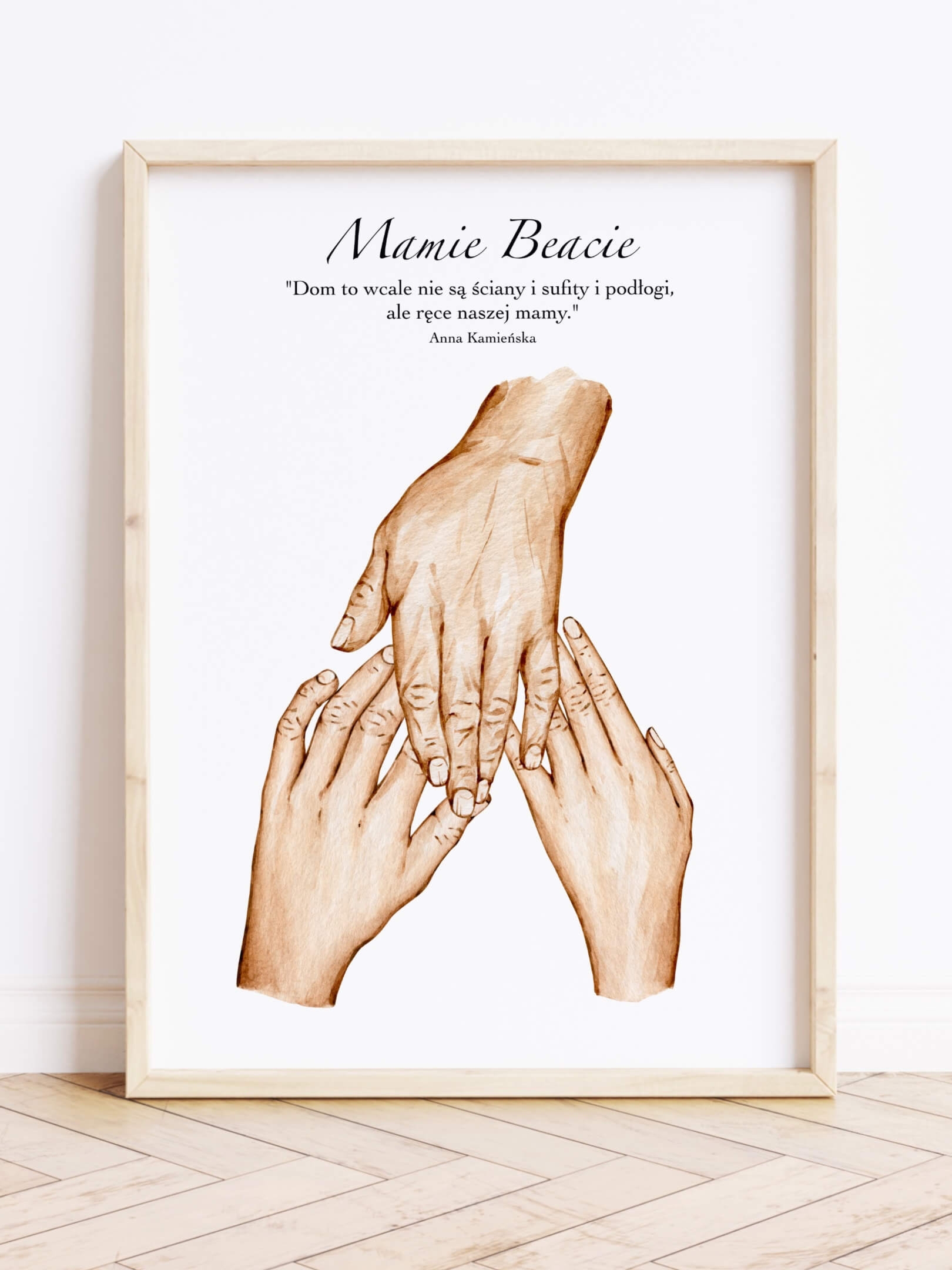 PREZENT NA DZIEŃ MAMY- personalizowana grafika dłonie ( do 5 dorosłych dłoni ) A4