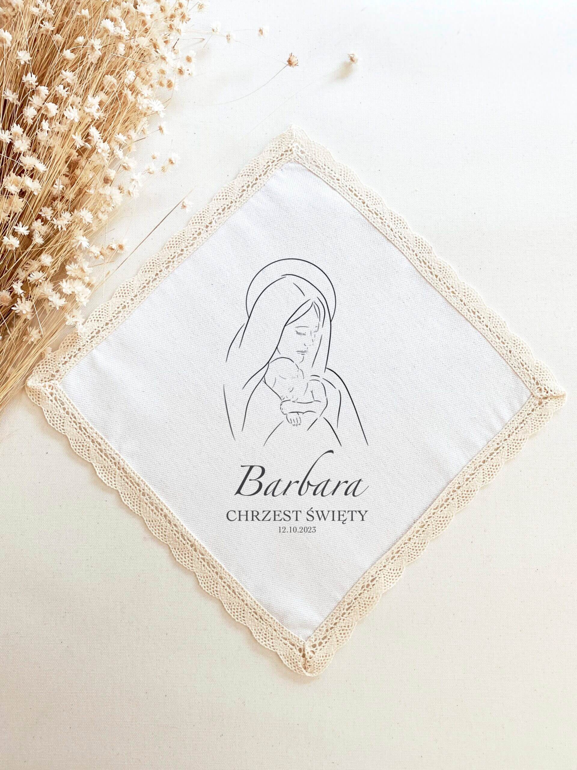 Bawełniana szatka do Chrztu dla dziecka (dodatki do wyboru) - z koronką ECRU