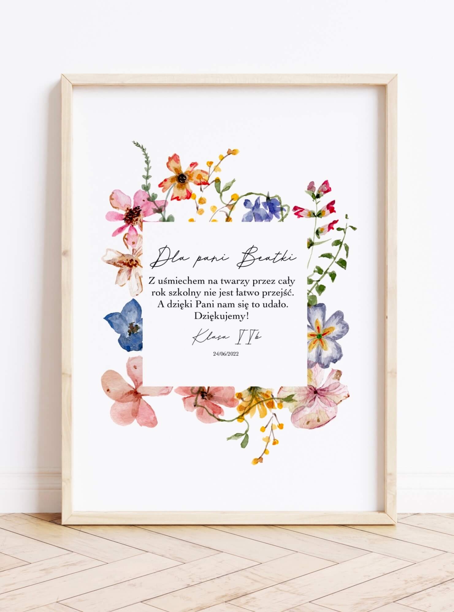 Podziękowania dla nauczycielki/przedszkolanki na zakończenie roku 10x15cm