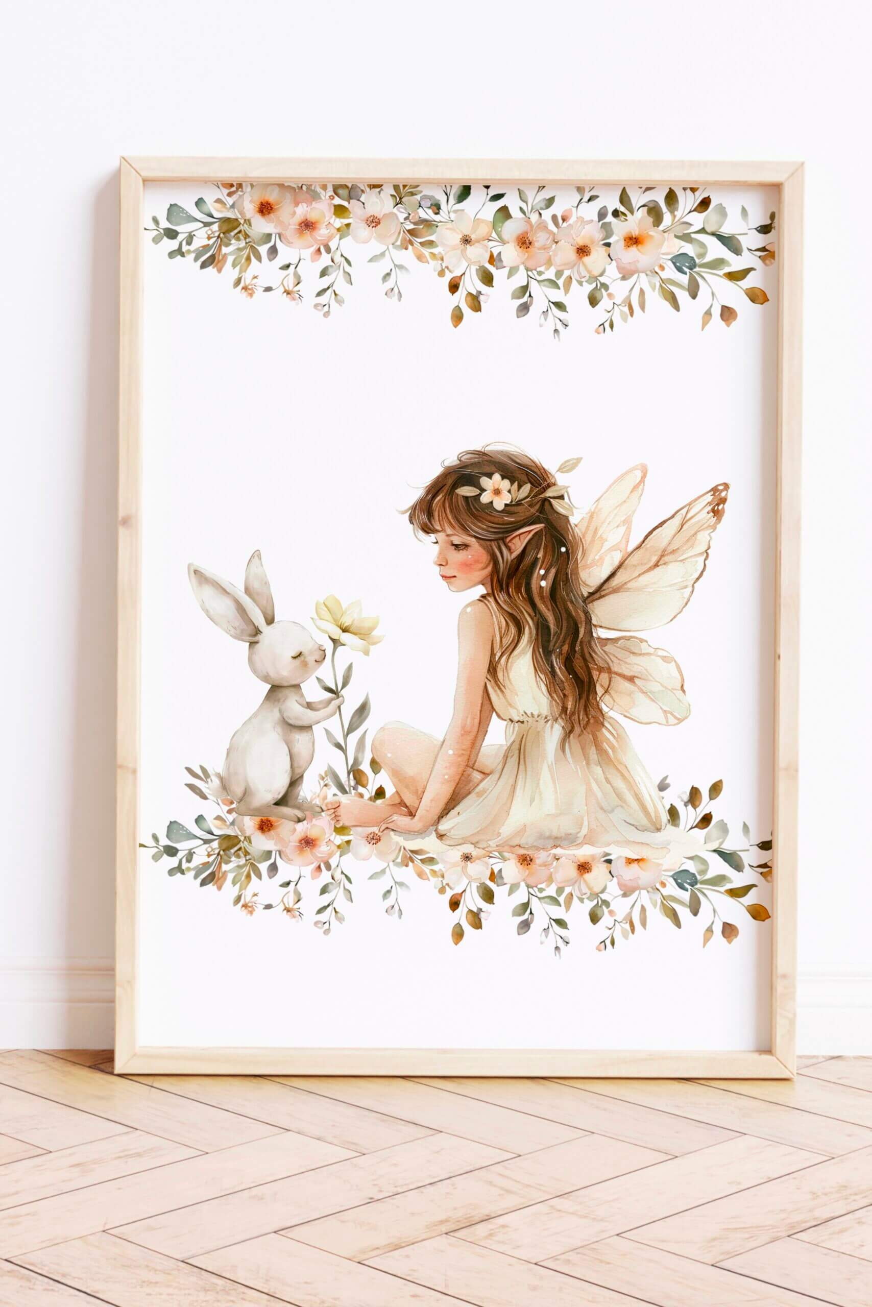 Plakat do pokoju dziewczynki - Elf z zajączkiem A4