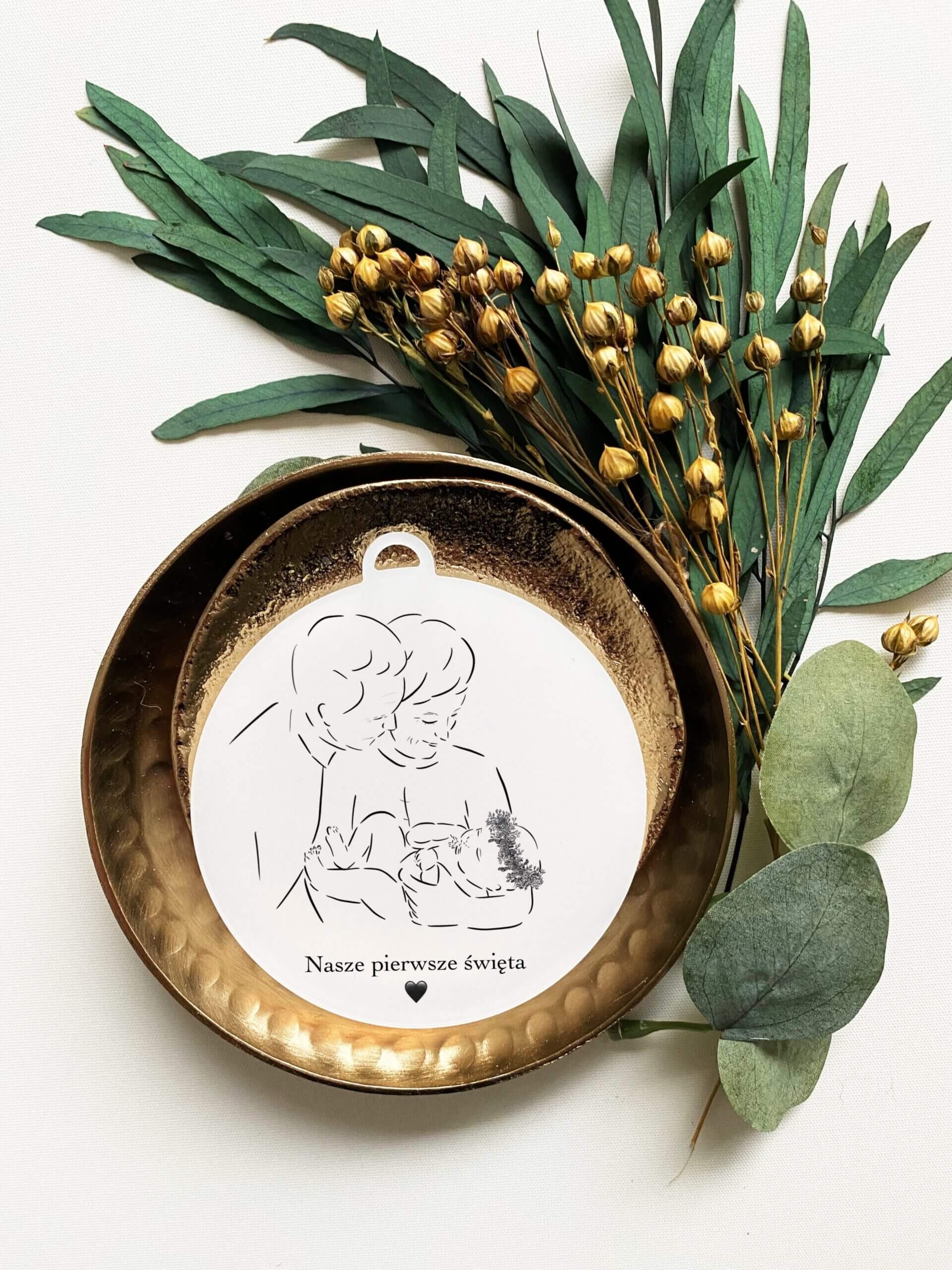 Bombka na szkle akrylowym dla dziadków (wersja z niemowlakiem)