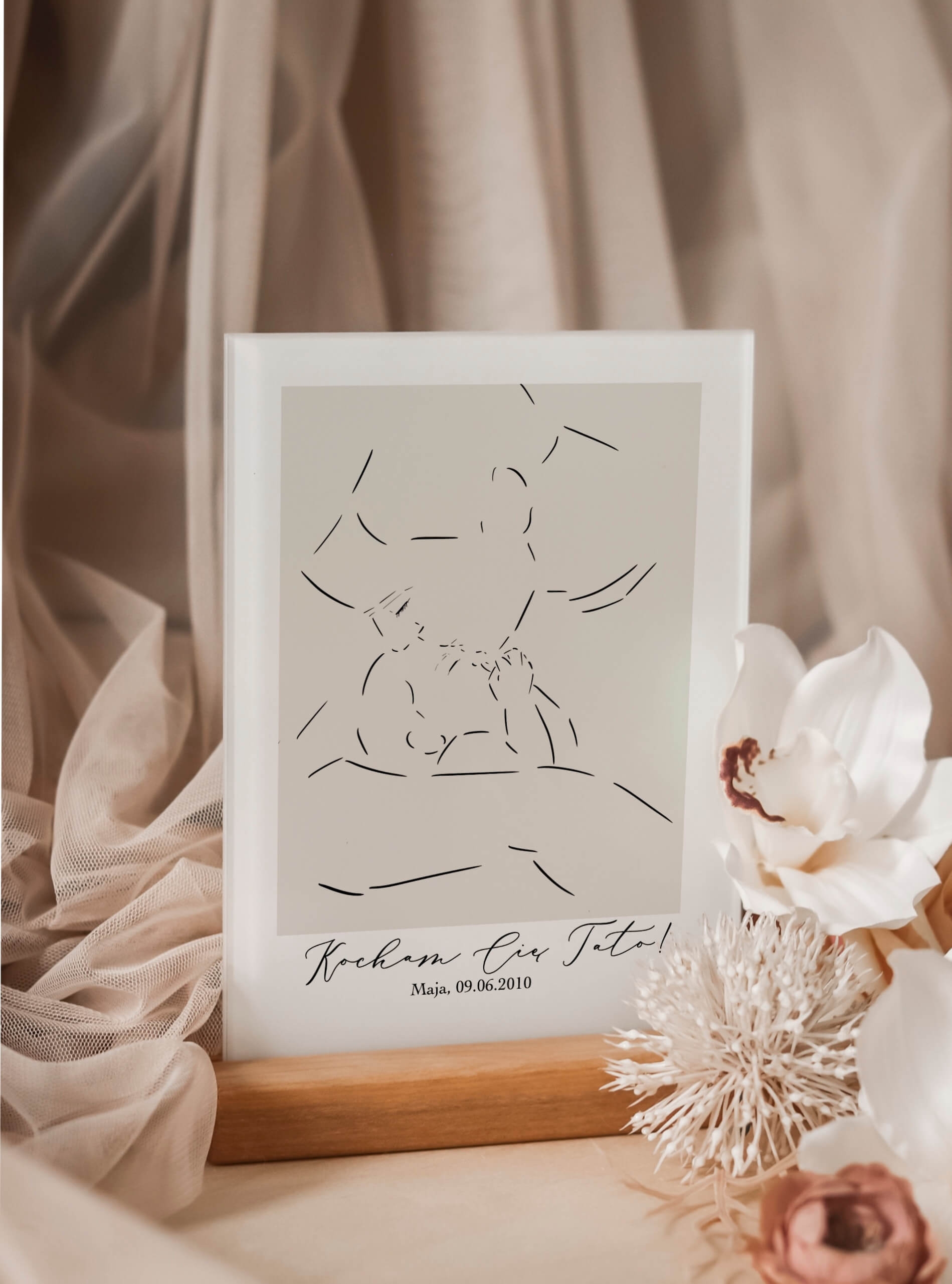 Personalizowana statuetka na szkle akrylowym - prezent na pierwszy dzień taty od noworodka