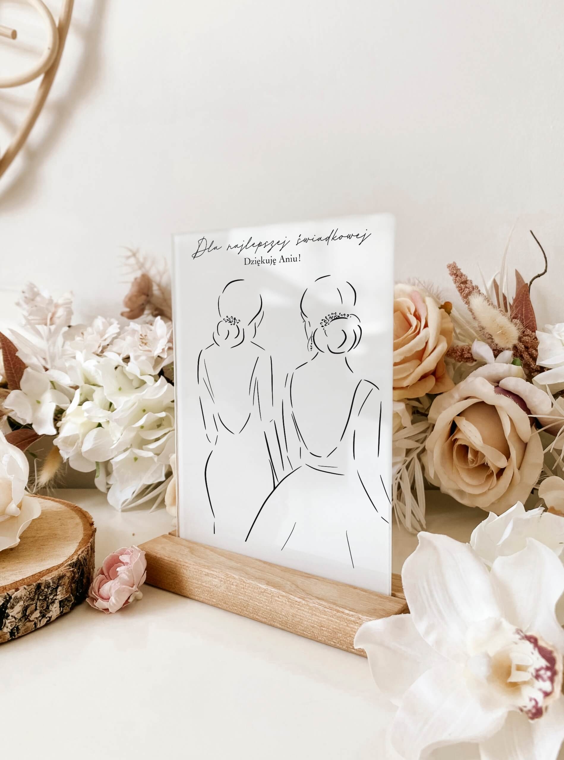 Personalizowana statuetka na szkle akrylowym - podziękowania dla świadkowej/druhny