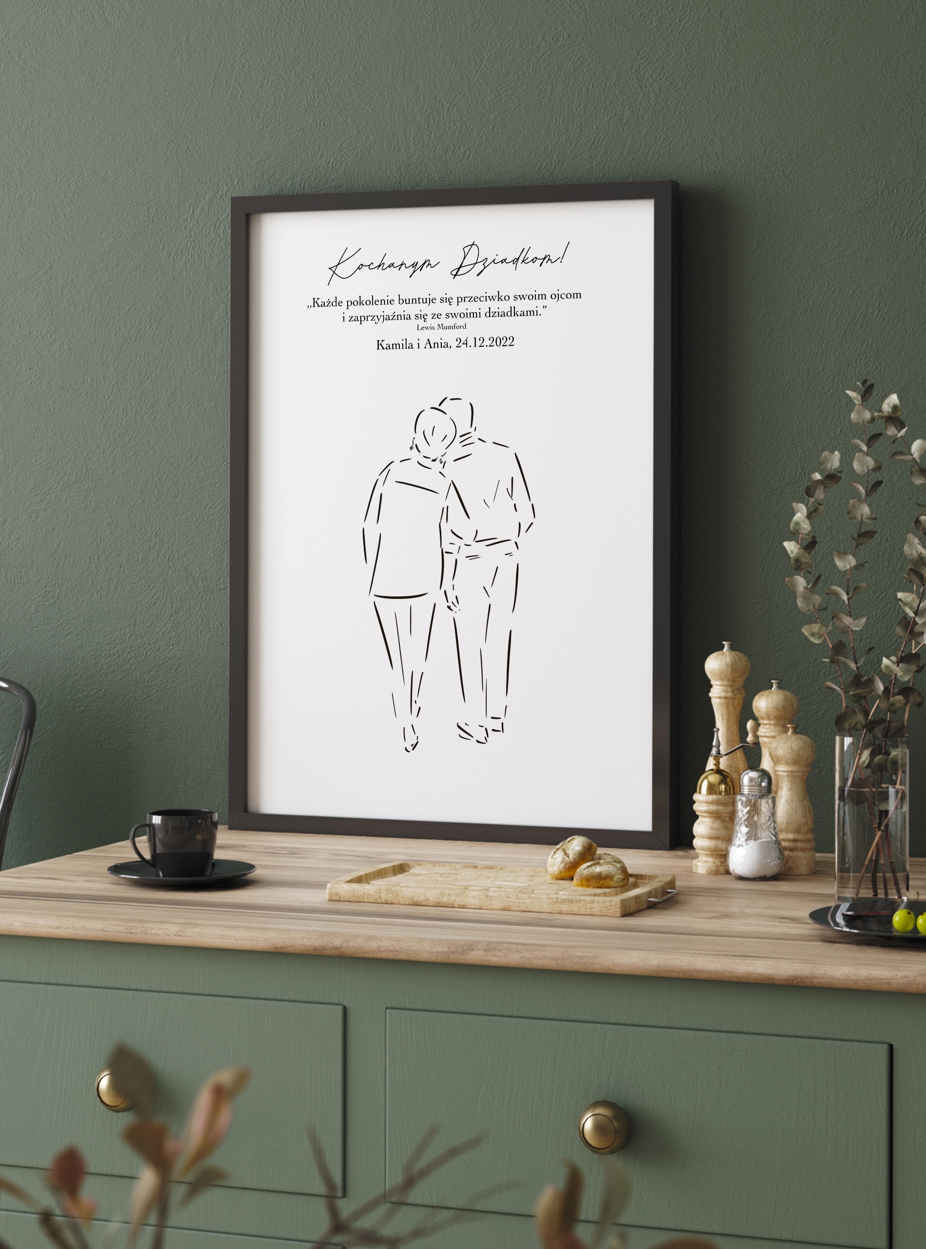 prezent na rocznicę ślubu dla dziadków - personalizowany obraz a4