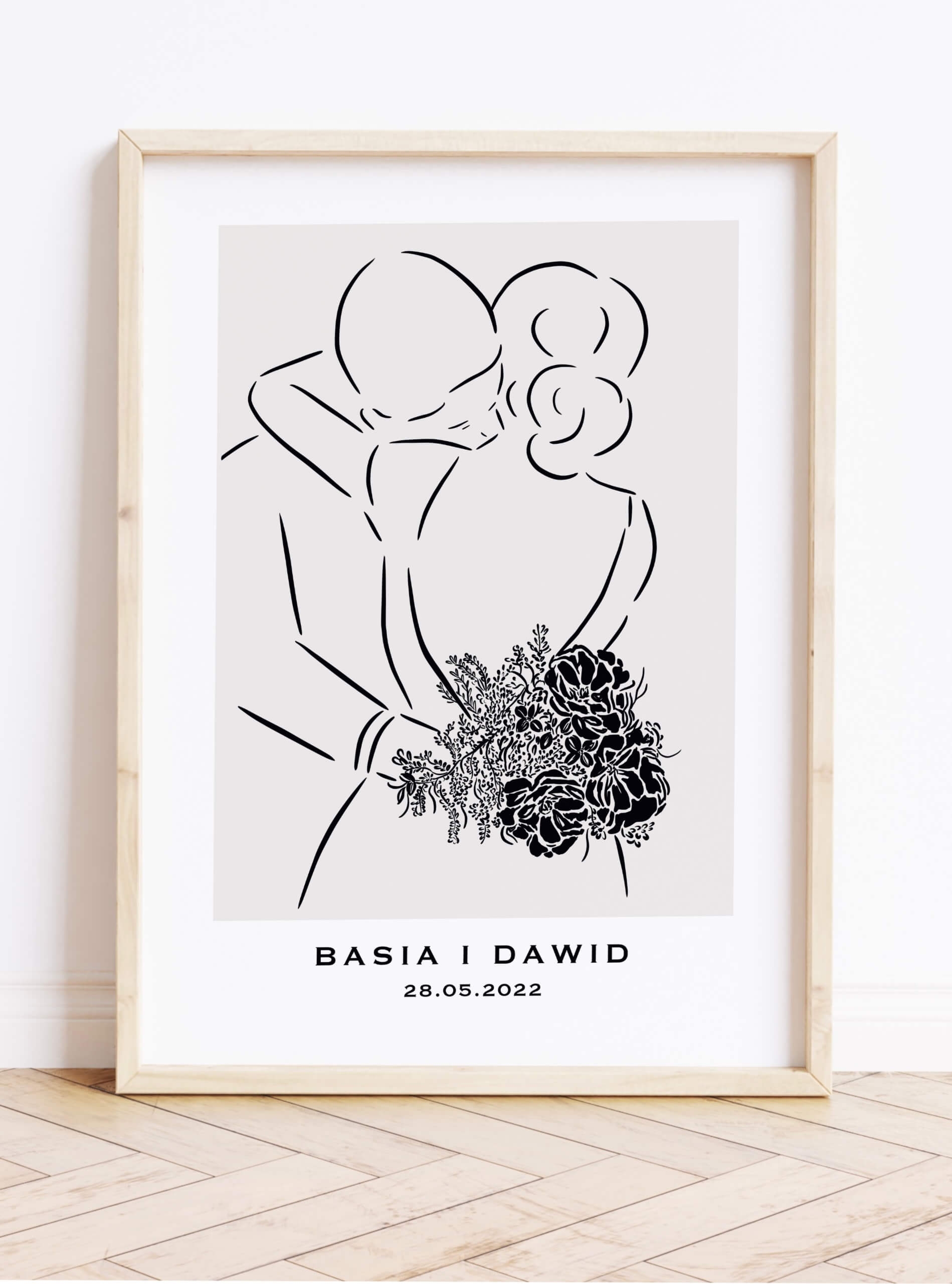 Prezent na ślub - personalizowana grafika "Para zakochanych" 10x15cm