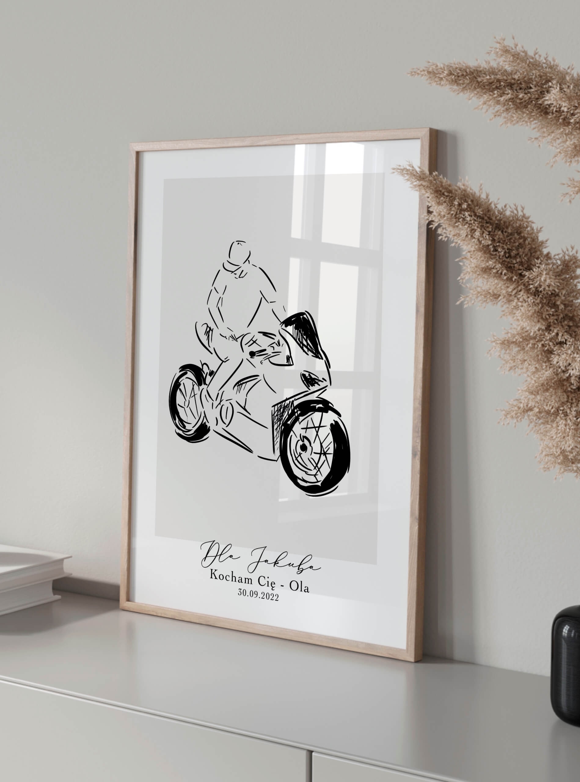 Prezent na Dzień Chłopaka fana motocykli- personalizowany obraz dla chłopaka motocyklisty 10x15cm