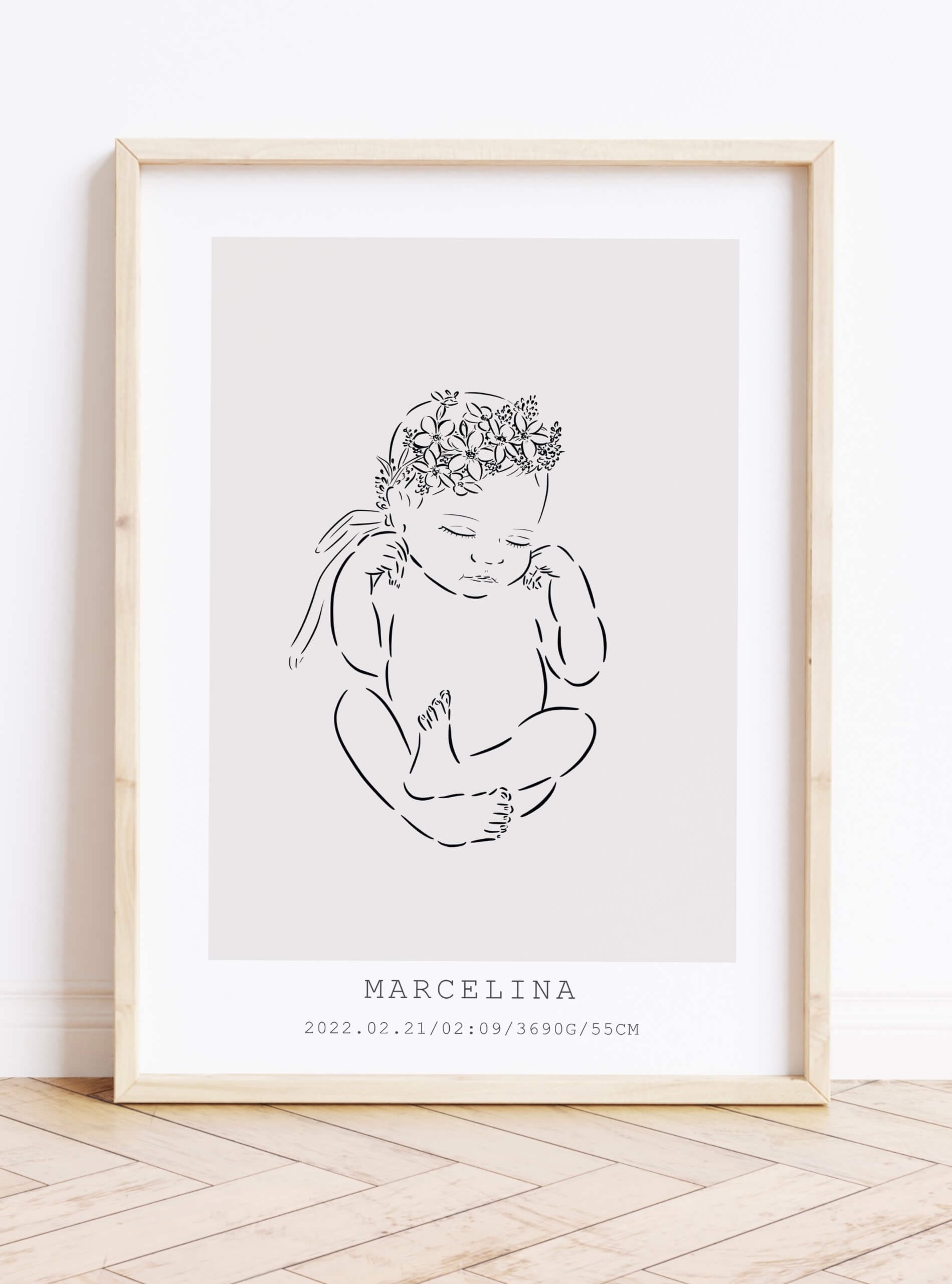 Prezent na narodziny dziecka - metryczka dla dziewczynki (Wzór 9) 10x15cm