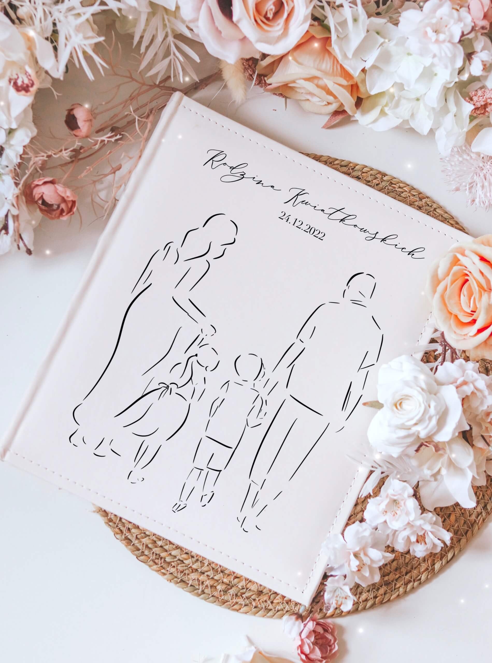 Personalizowany album rodzinny - prezent świąteczny dla niej/ dla niego z dwójką dzieci