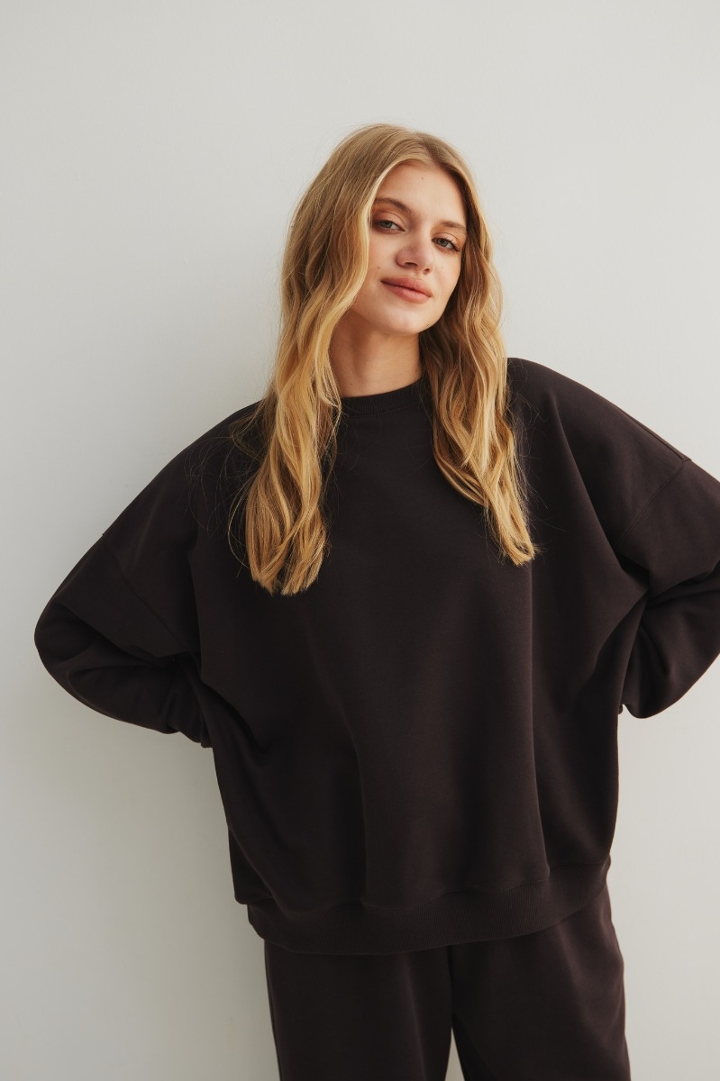 Bluza  damska o kroju regular fit w kolorze DARK CHOCOLATE