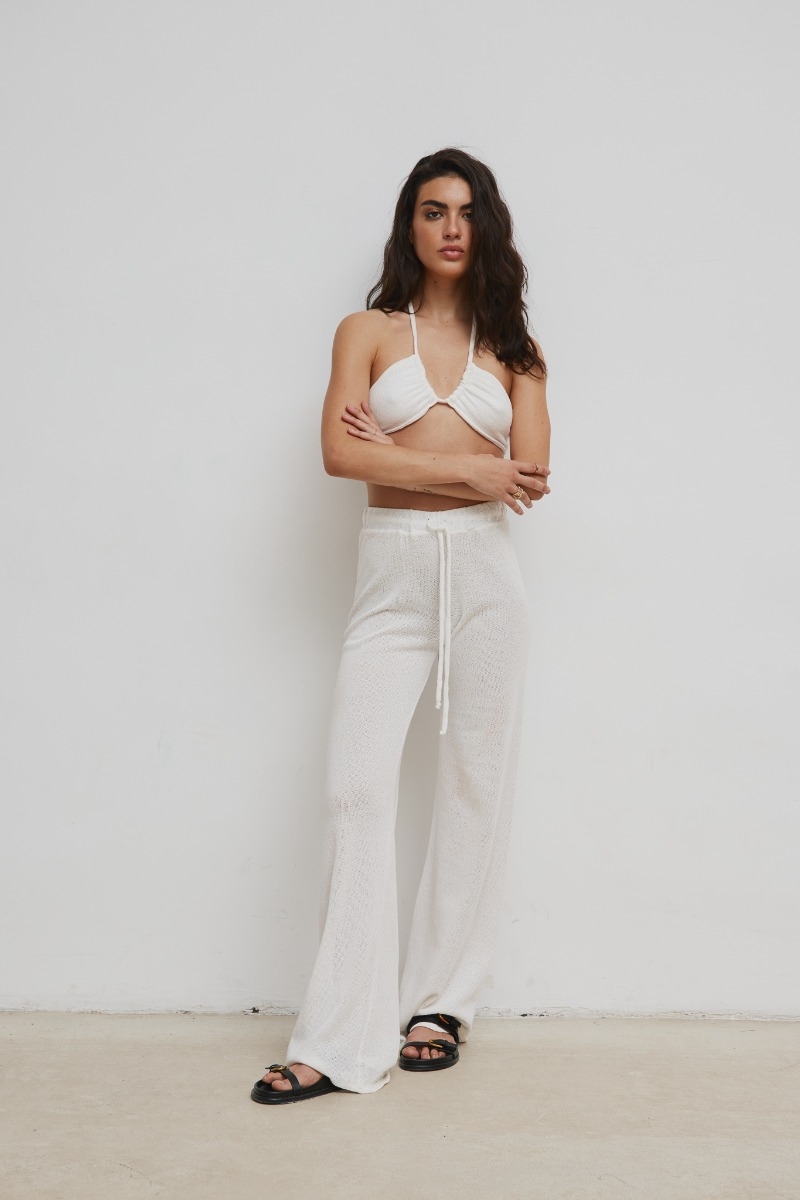 Luźne spodnie z bawełny w kolorze SOFT WHITE - SANTOS
