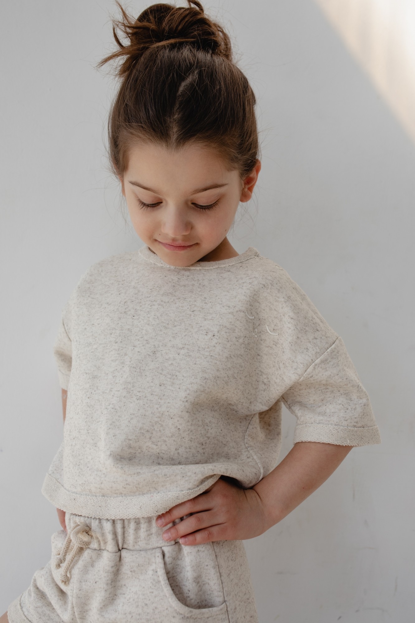 MINI bluzka w kolorze BEIGE z dodatkiem konopii - DEMI KONOPIA-80-86 (12