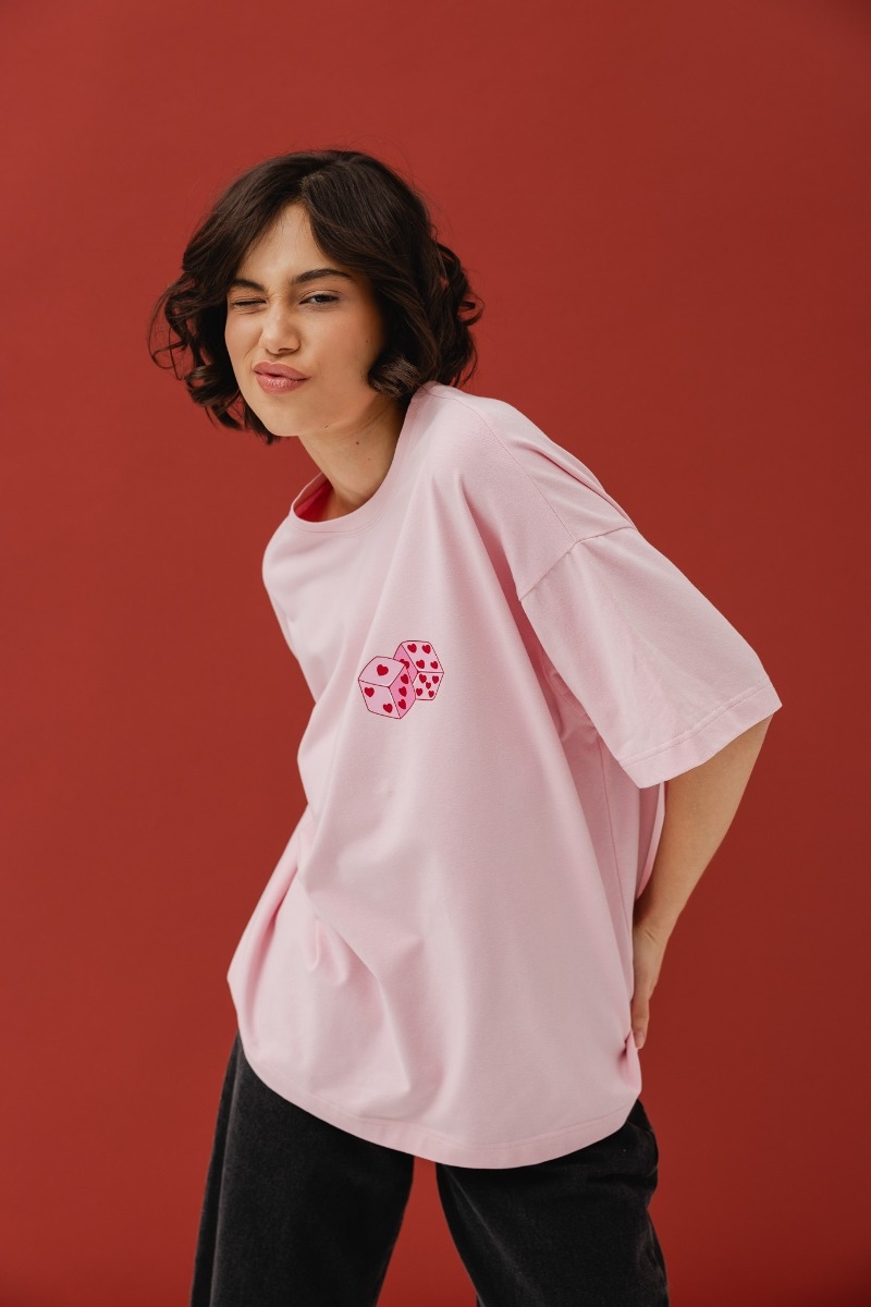 T-shirt z NADRUKIEM  w kolorze PINK  - EAZY