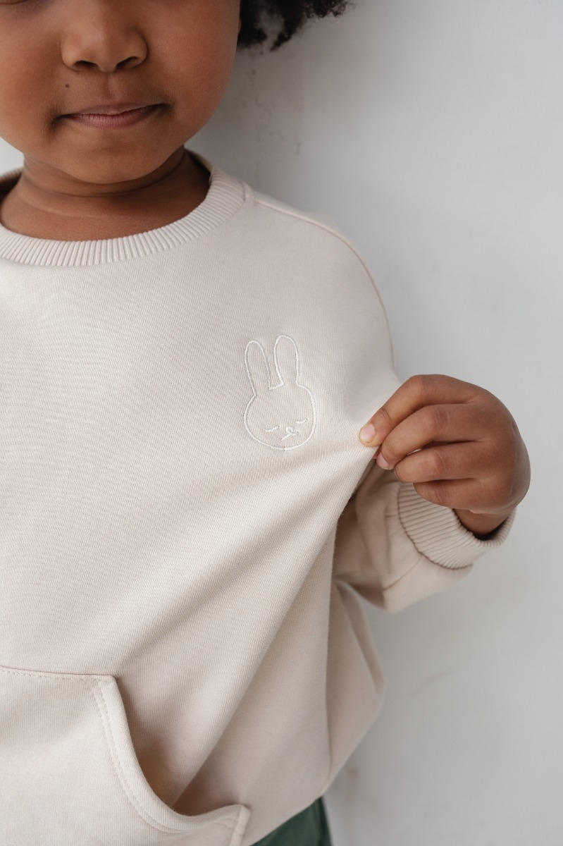 MINI bluza oversize z kieszonką WHITE SAND - BONNY-80-86 (12