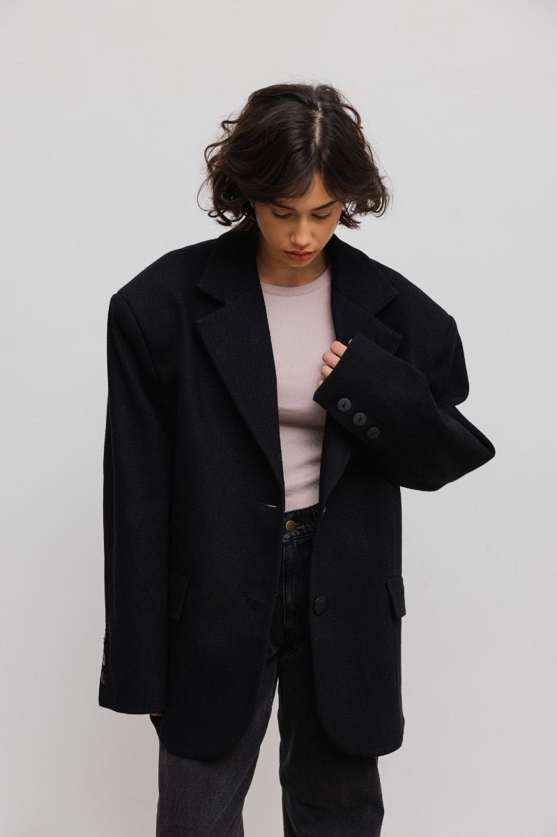 Bawełniana marynarka typu oversize w kolorze BLACK