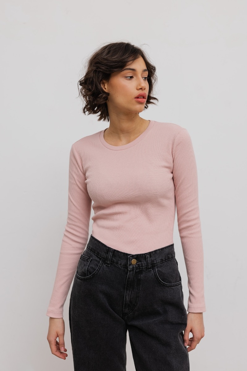 Dopasowany top z długim rękawem w kolorze DUSTY PINK