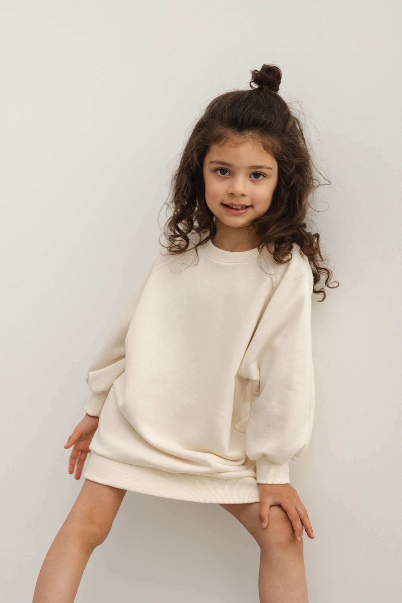 MINI sukienka/tunika z dzianiny w kolorze BRIGHT BEIGE -DEXTER-80-86 (12
