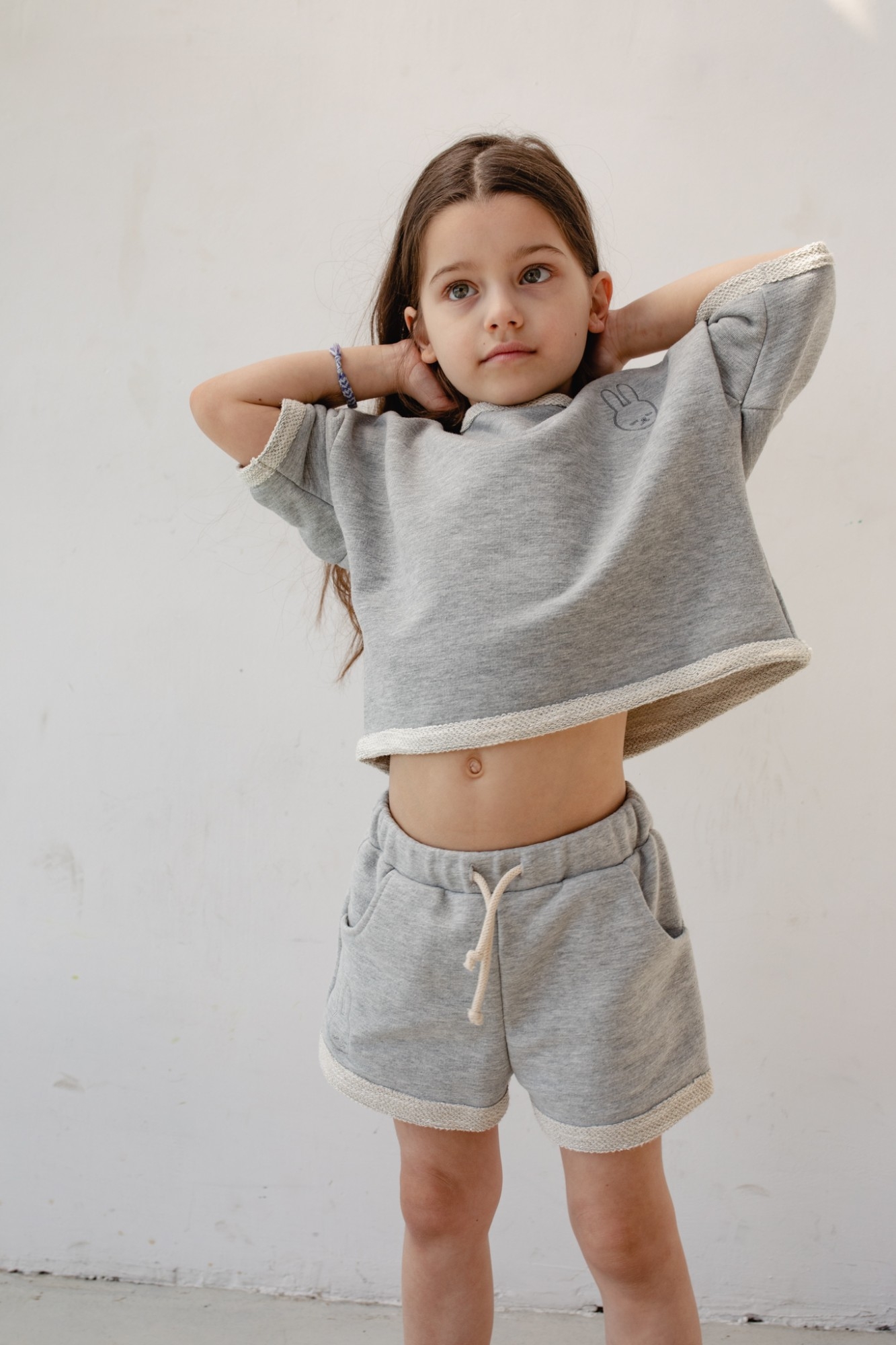 MINI spodenki z dzianiny dresowej w kolorze LIGHT GREY - BUNCHES-80-86 (12