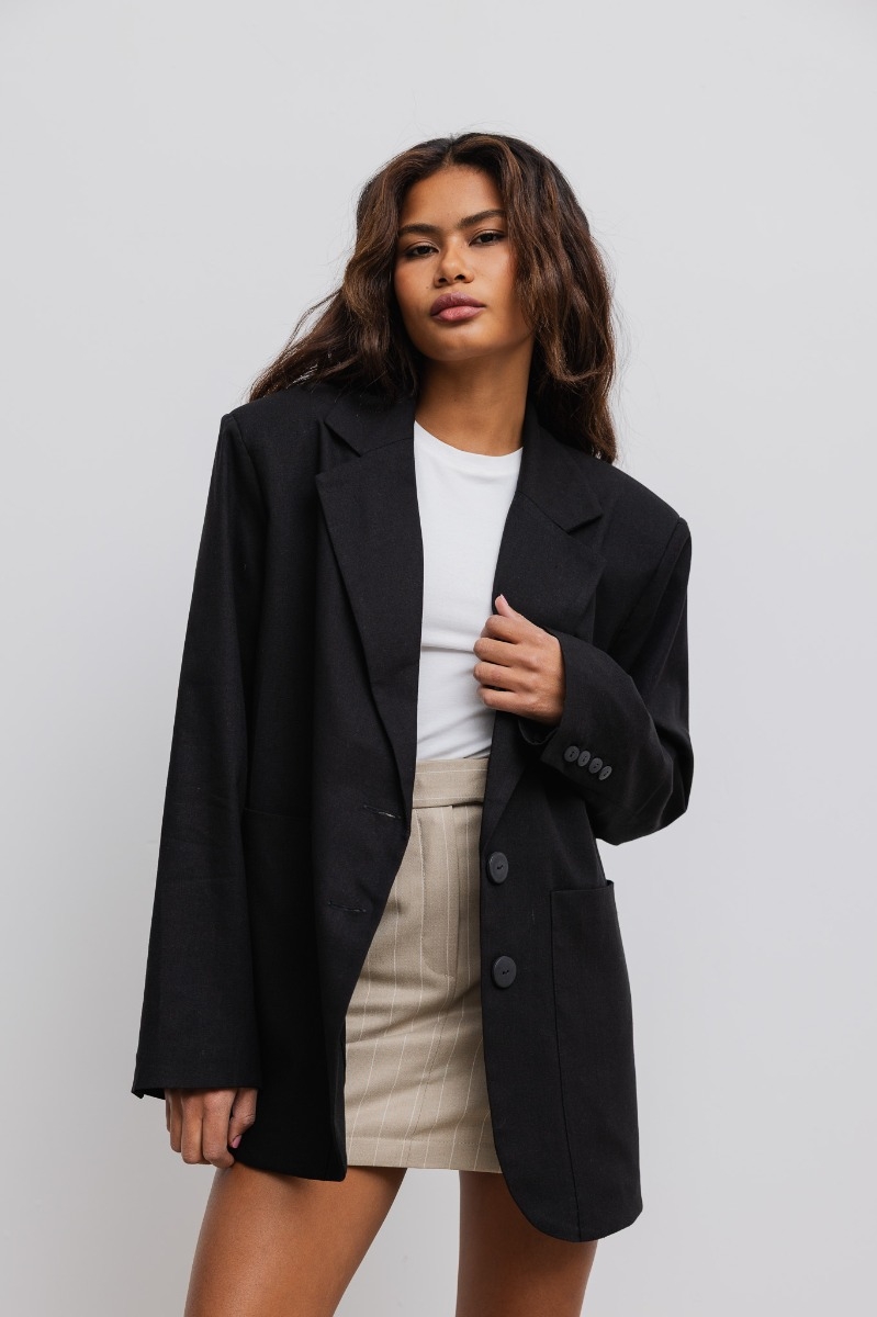 Marynarka z lnem oversize w kolorze BLACK - HARLEY