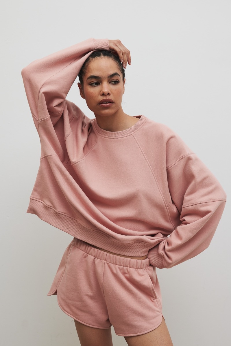 Bluza damska z przeszyciami w kolorze COTTONE ROSE