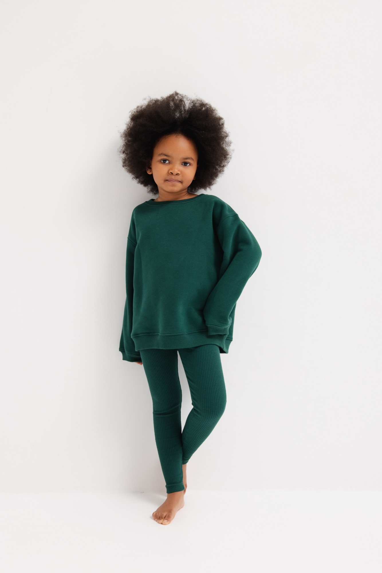 MINI bluza o luźnym kroju w kolorze FOREST GREEN
