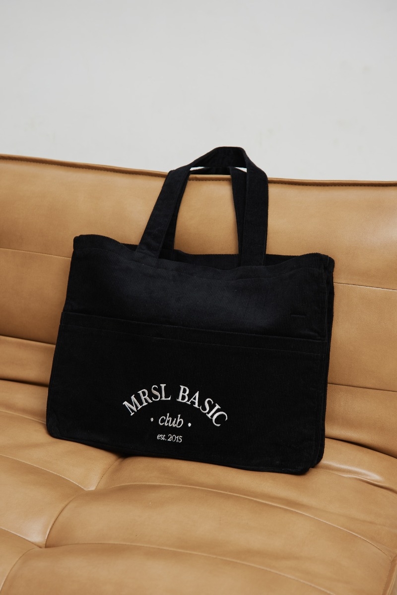 Torba typu shopper bag wykonana ze sztruksu w kolorze TOTALLY BLACK