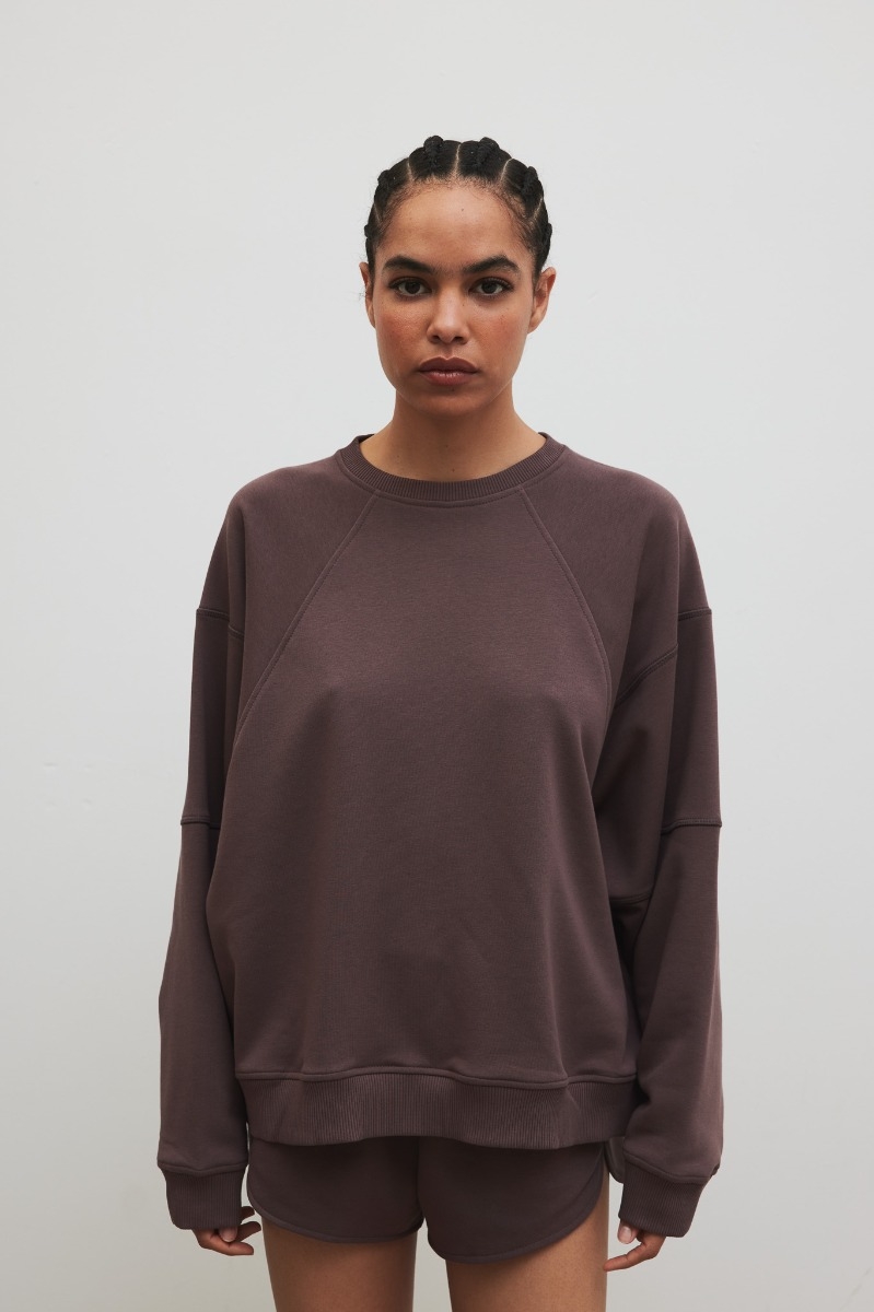 Bluza damska z przeszyciami w kolorze PURPLE TAUPE