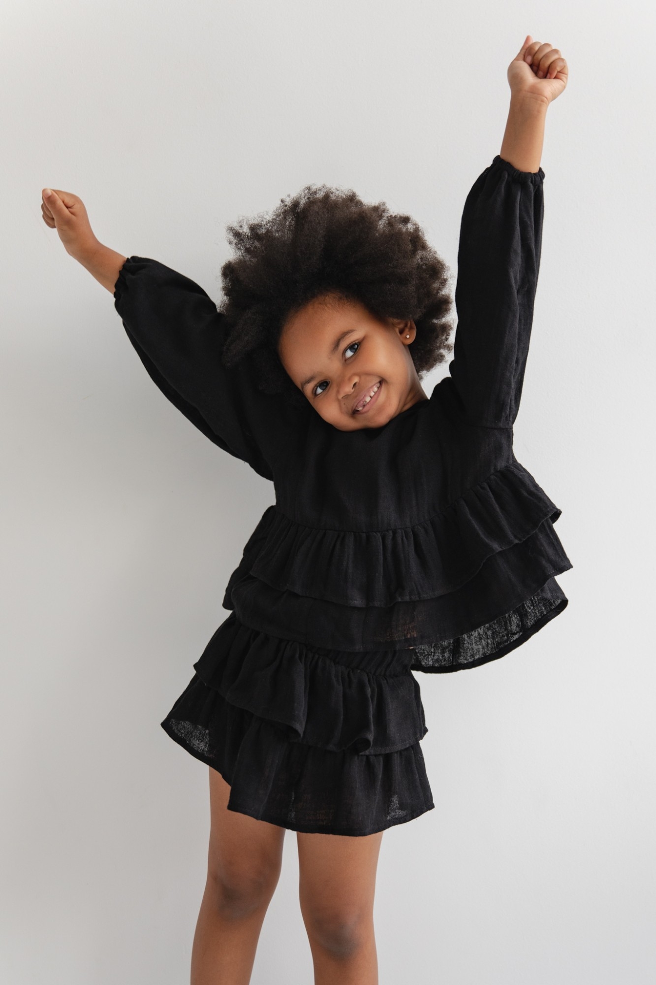 MINI bambusowa bluzka z falbankami w kolorze TOTALLY BLACK - JOSE-80-86 (12