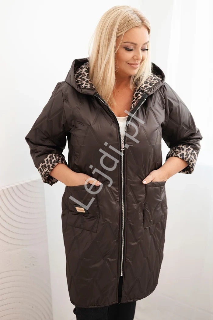 Czekoladowa kurtka damska pikowana Plus Size 5613