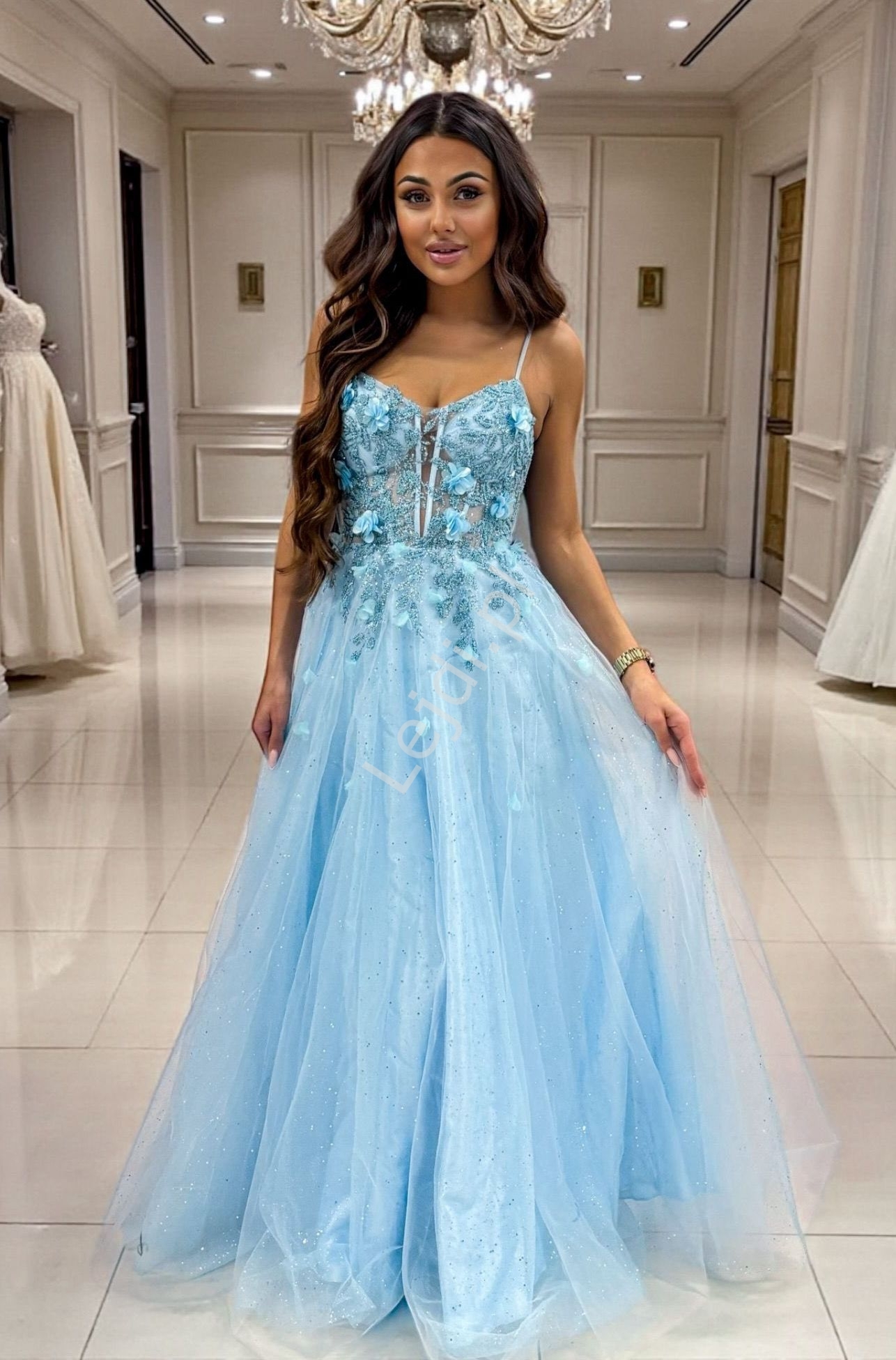 Sukienka na wesele, studniówkę bale Princess Dress sukienka tiulowa księżniczka na cienkich ramiączkach